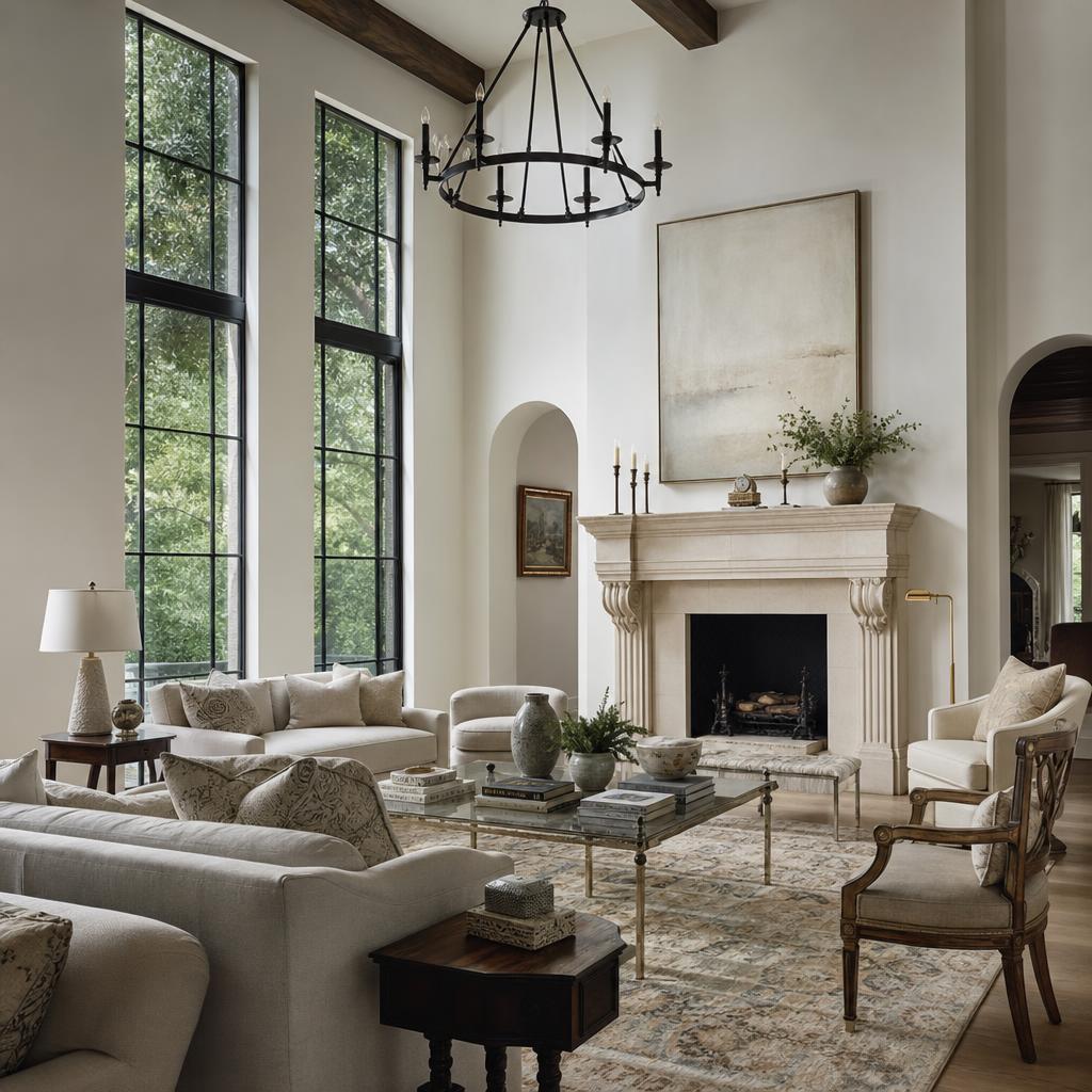 Sophisticated Dallas luxury living room with morning light